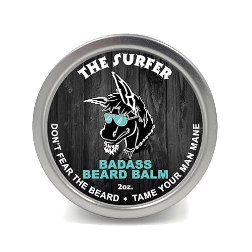 Badass Beard Care Beard Balm - The Surfer Scent, 2 Ounce - All Natural, Softens & Promotes Growth