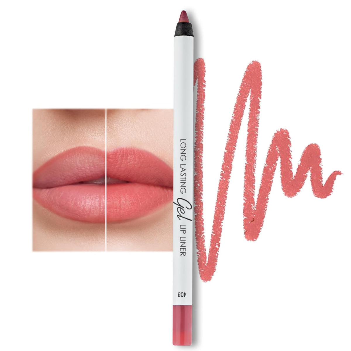 Lamel Matte Gel Lip Liner Pencil - Waterproof, Longwear, High Pigment, Rose Plum, 1.7G