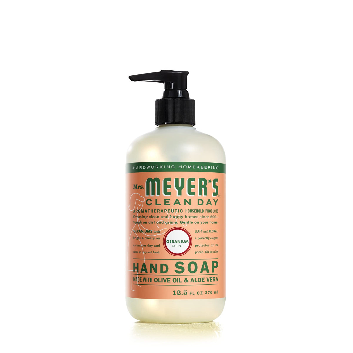 Mrs. Meyer's Hand Soap with Essential Oils, Biodegradable, Geranium, 12.5 fl oz