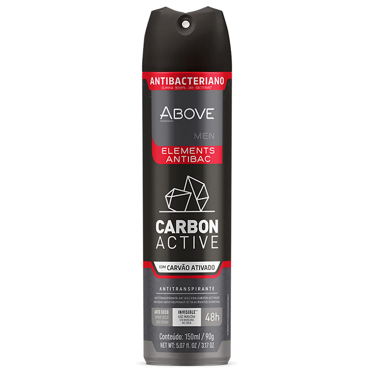 Above 48H Antiperspirant Deodorant Spray, Carbon Active, Mint & Mandarin, 3.17 Oz For Men