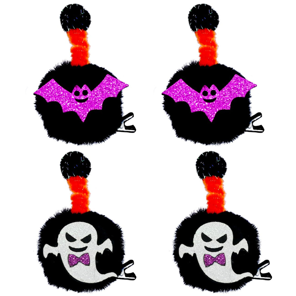 Juccpul 4Pcs Halloween Hair Clips - Pumpkin & Ghost Barrettes For Kids Party Accessories