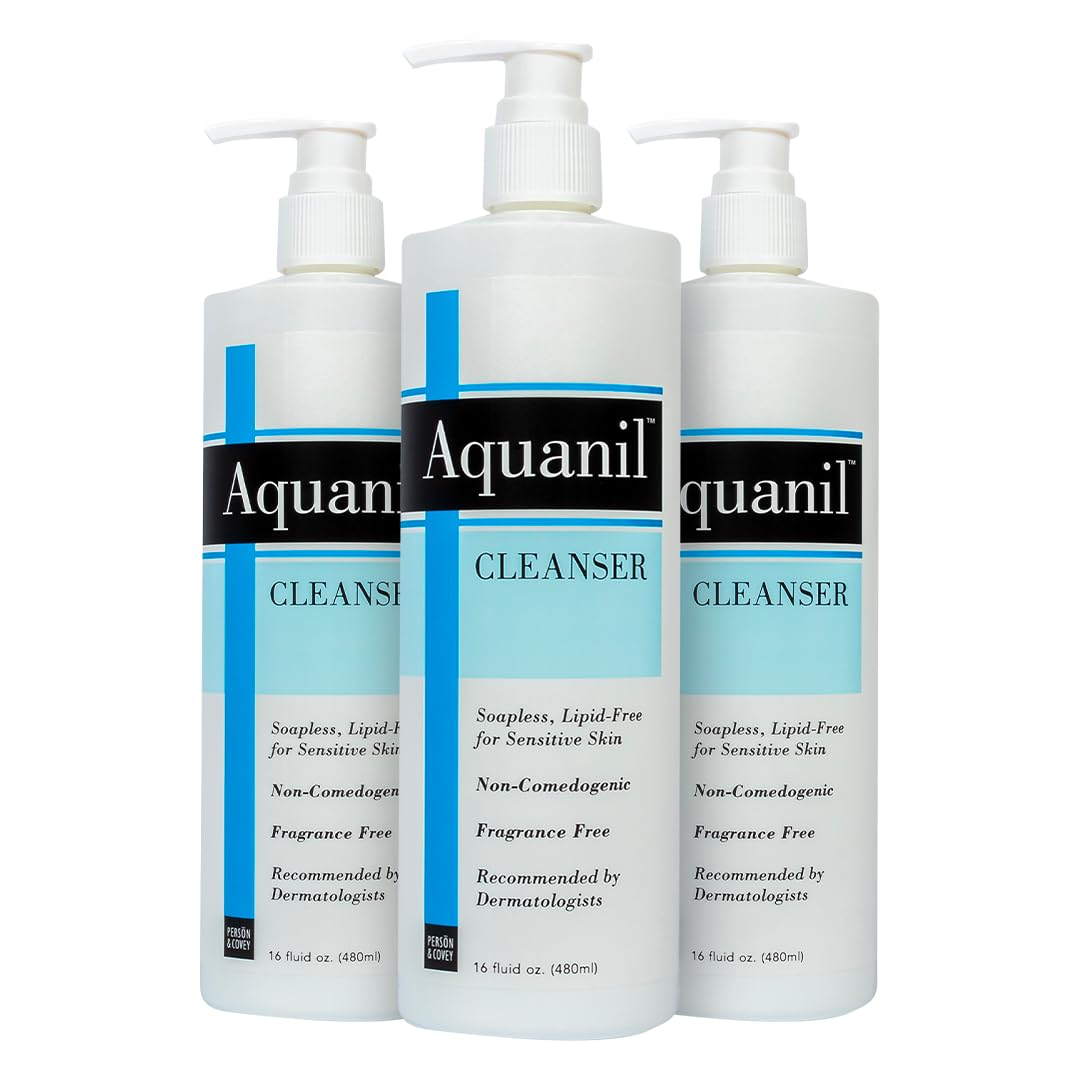 Aquanil Lipid-Free Cleanser - Non-Comedogenic, Fragrance-Free, Soap-Free - 3 Pack, 16 Fl