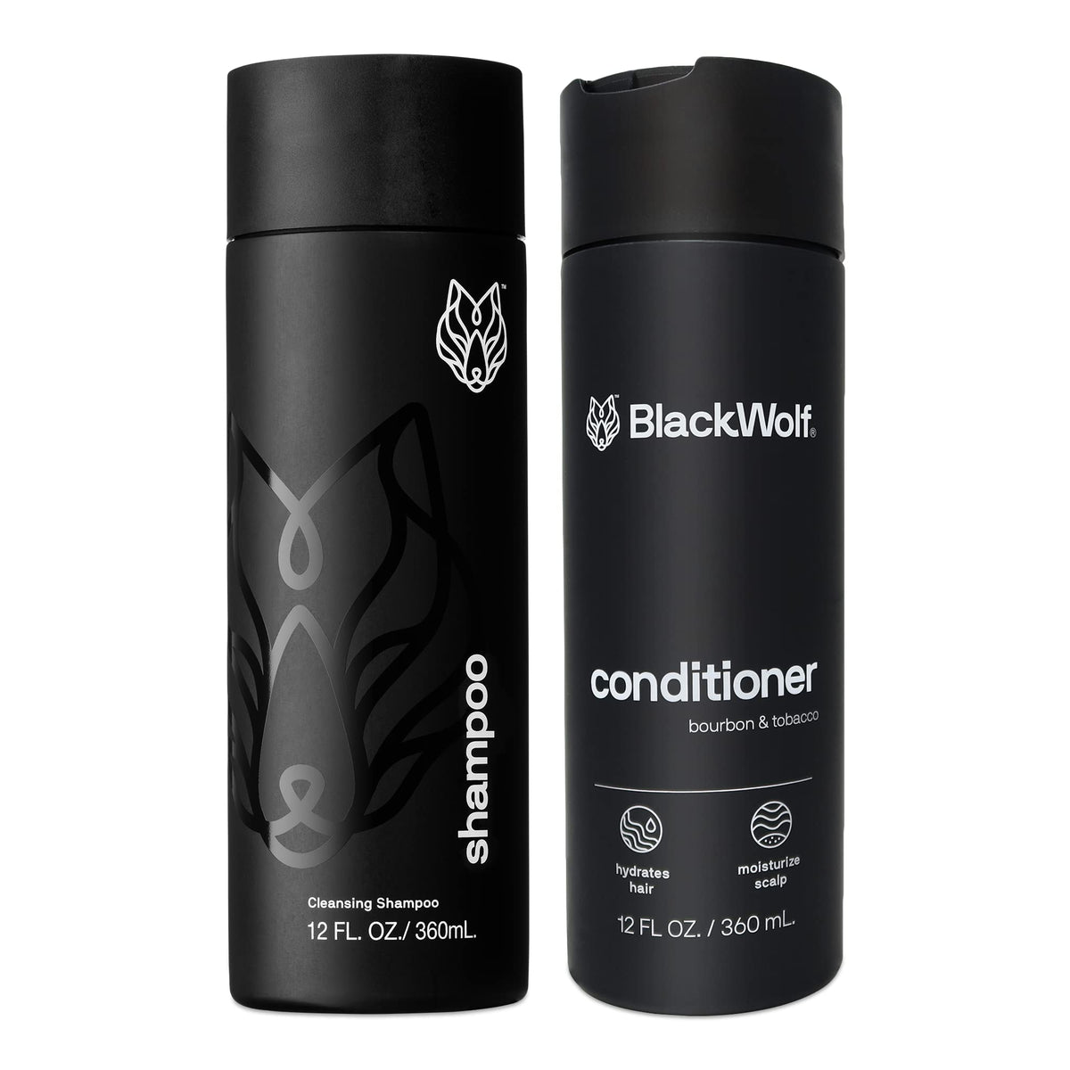 Black Wolf Men'S Shampoo & Conditioner Set For Oily Hair - Moisturizing & Deep Cleansing, 6 Fl Oz