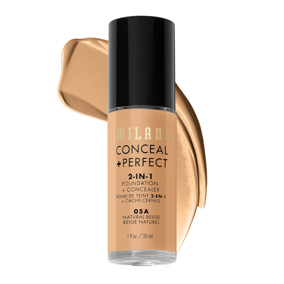 Milani Conceal + Perfect Foundation & Concealer - Natural Beige, 1 Fl Oz, Cruelty-Free