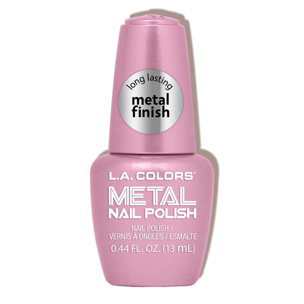 L.A. Colors Crystal Pink Metal Nail Polish - 0.44 Fl Oz, Long-Lasting Vibrant Color