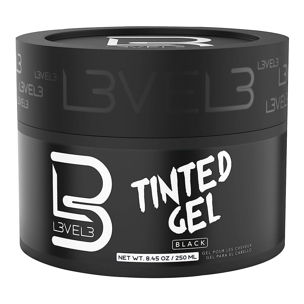 L3 Level 3 Tinted Gel - Strong Hold Black Hair Gel, No Flaking, Easy Rinse, 8.45 Fl