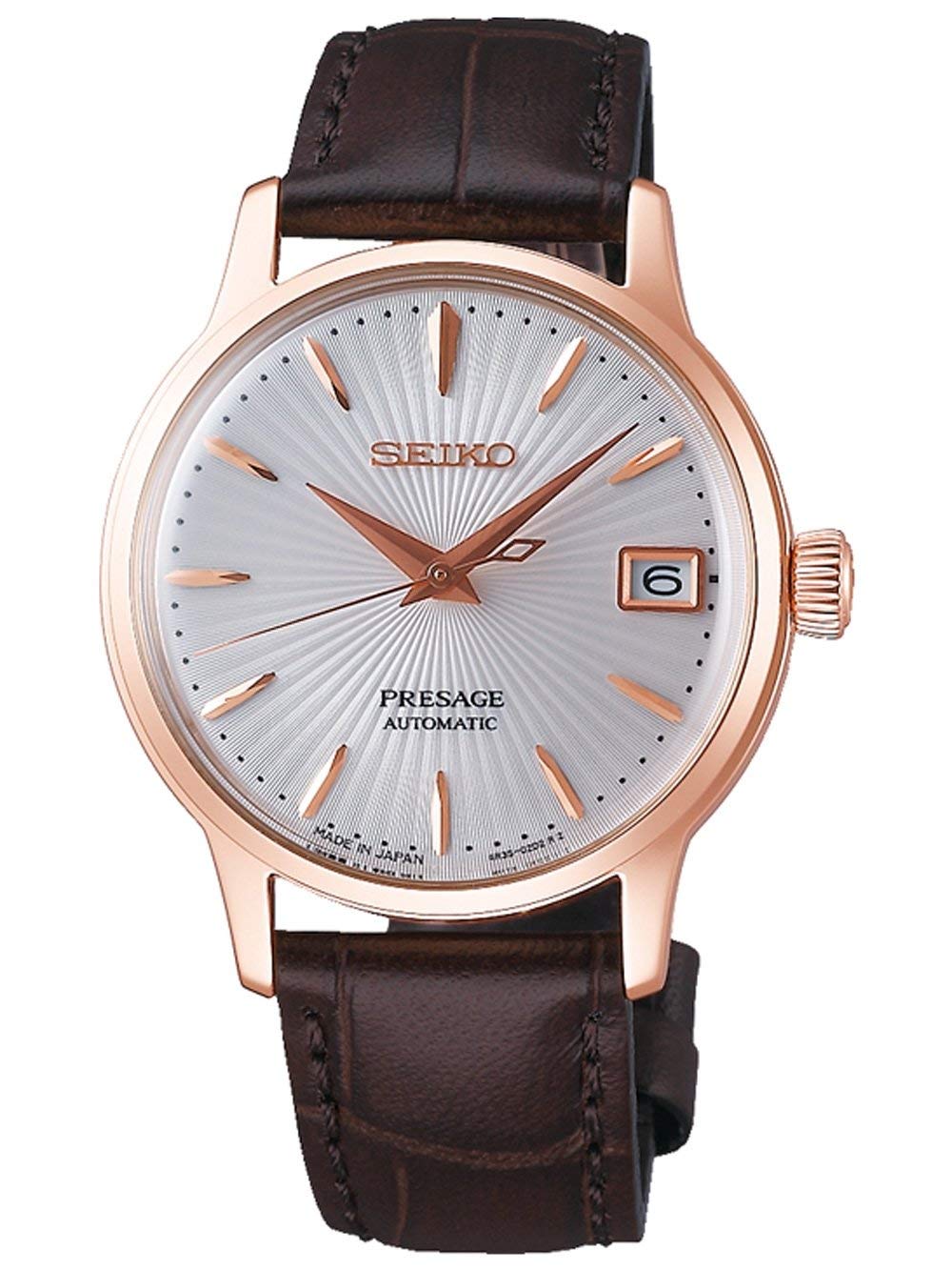 Seiko Presage Automatic Ladies Cocktail 'Bellini' Rose Gold Watch Srp852J1 - White Dial