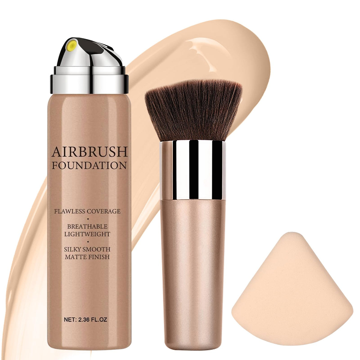 Kaynest Airbrush Foundation Spray, 2.36Oz - Waterproof Full Coverage Mist, #3 Nude