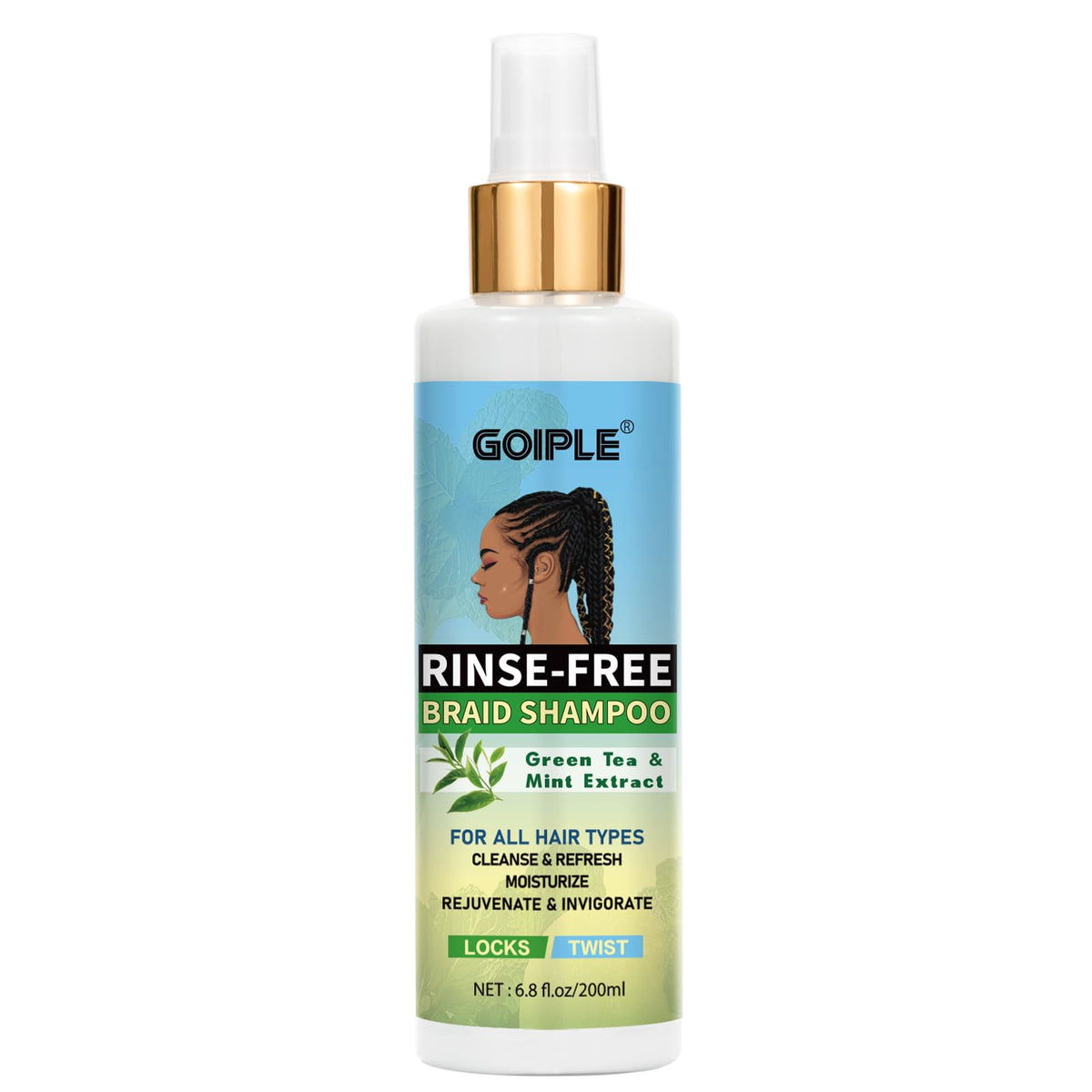 Goiple No-Water Braid Shampoo For Locs & Twists - Rinse-Free, Chemical-Free, 6.8 Fl Oz