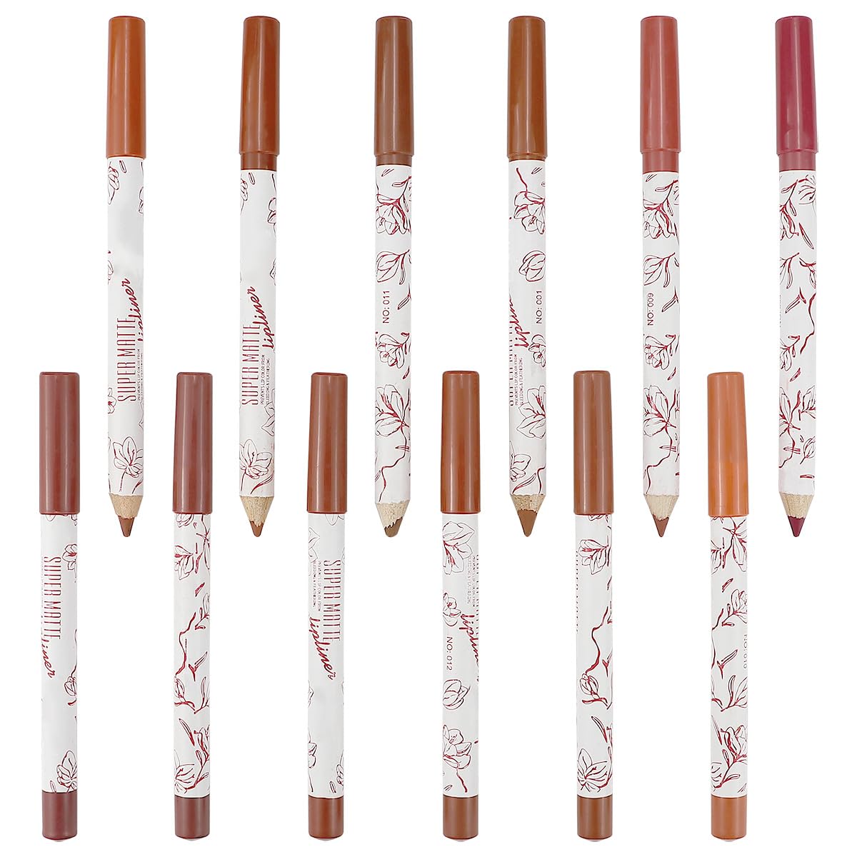 Upiqng 12 Colors Matte Lip Liner Set - Waterproof, Long Lasting, Velvet Finish, Red