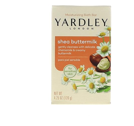 Yardley Shea Buttermilk Bath Bar 4Oz - Moisturizing Soap, 4 Pack For Soft Skin