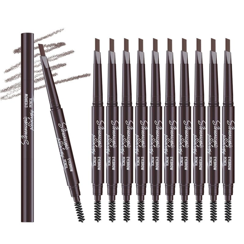 Berinist 12Pcs Dark Brown Eyebrow Pencil Set, Waterproof Retractable Eyebrow Pencils For Women