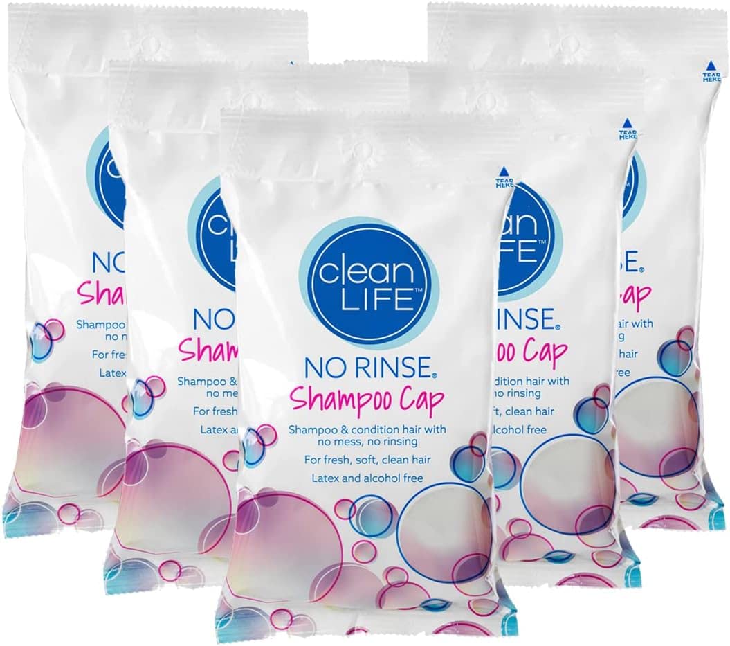 No-Rinse Shampoo Cap By Cleanlife - Microwaveable, Latex-Free, Alcohol-Free (Pack Of 5)