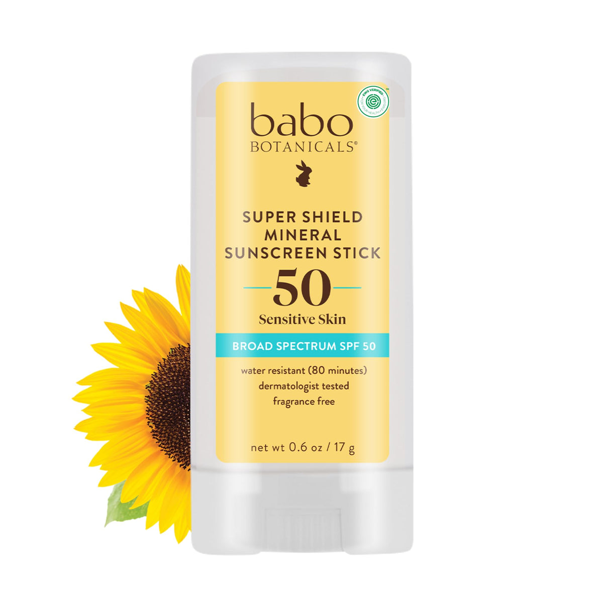 Babo Botanicals Spf 50 Stick Sunscreen - 70% Organic, Zinc Oxide, Fragrance-Free, Water Resistant