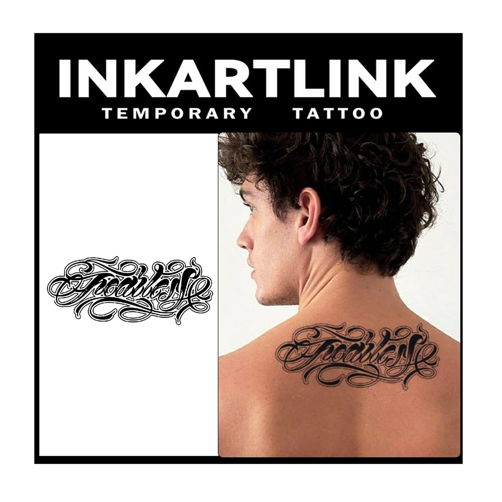 Inkartlink Fearless Design Temporary Tattoo - 2 Sheets, Waterproof, Lasts 1-2 Weeks, Realistic Look