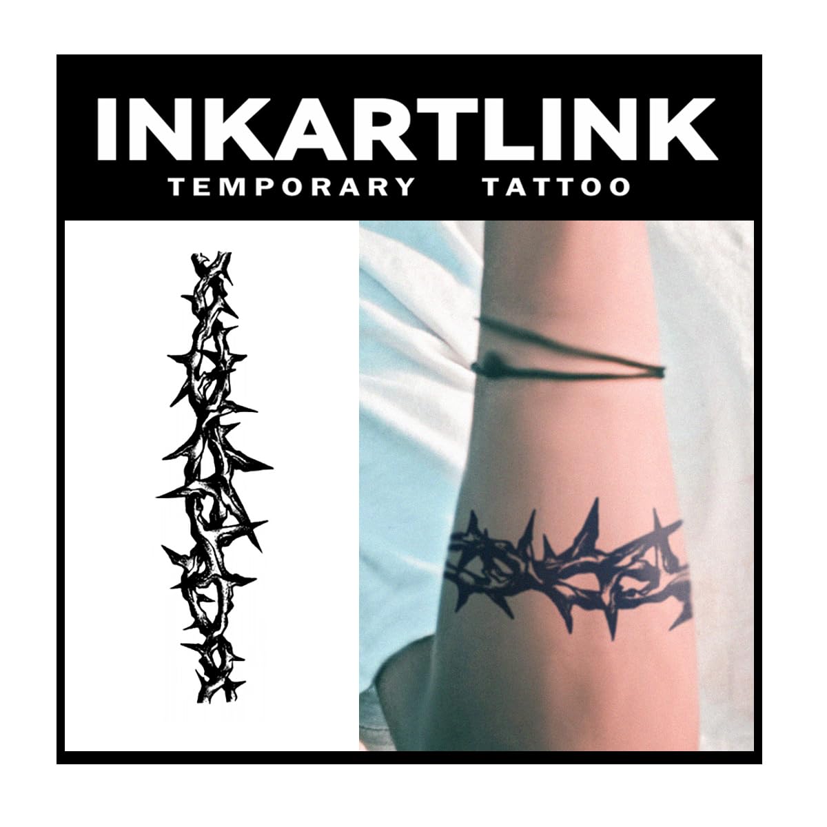 Inkartlink Medium Semi Permanent Tattoo Sheets - Waterproof, Realistic Long Thorns Design