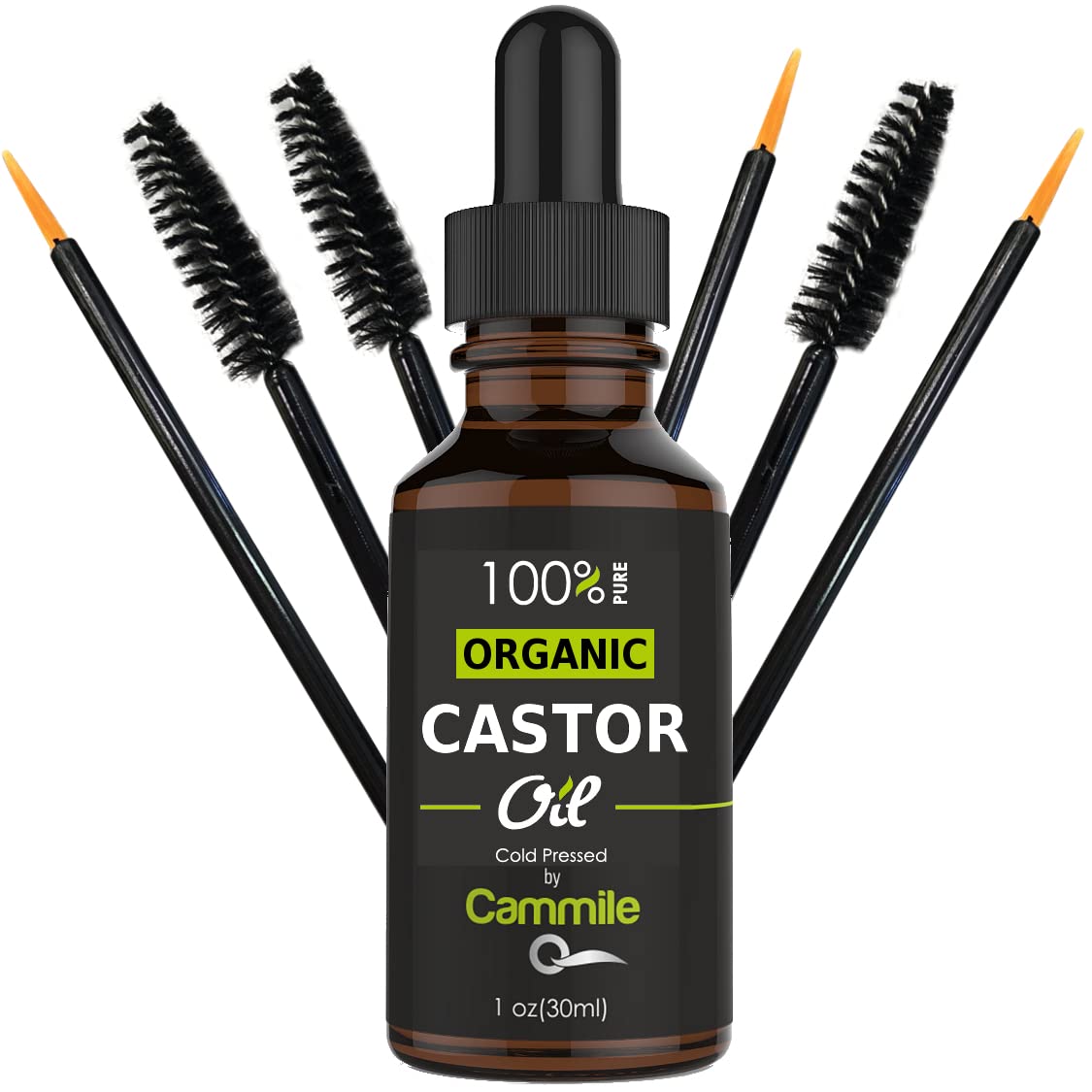 Cammile Q Organic Castor Oil for Hair, Eyelashes & Eyebrows Growth - 1 oz (30ml)