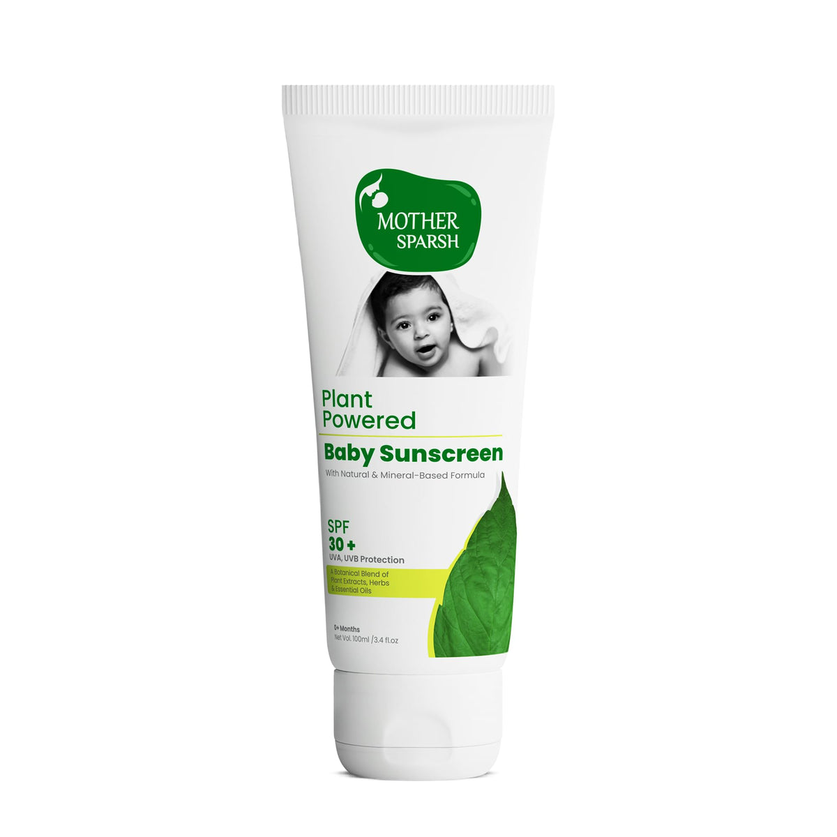 Mother Sparsh Baby Sunscreen Lotion Spf 30+, 100Ml - Organic, Uva/Uvb Protection, 95% Bio-Based