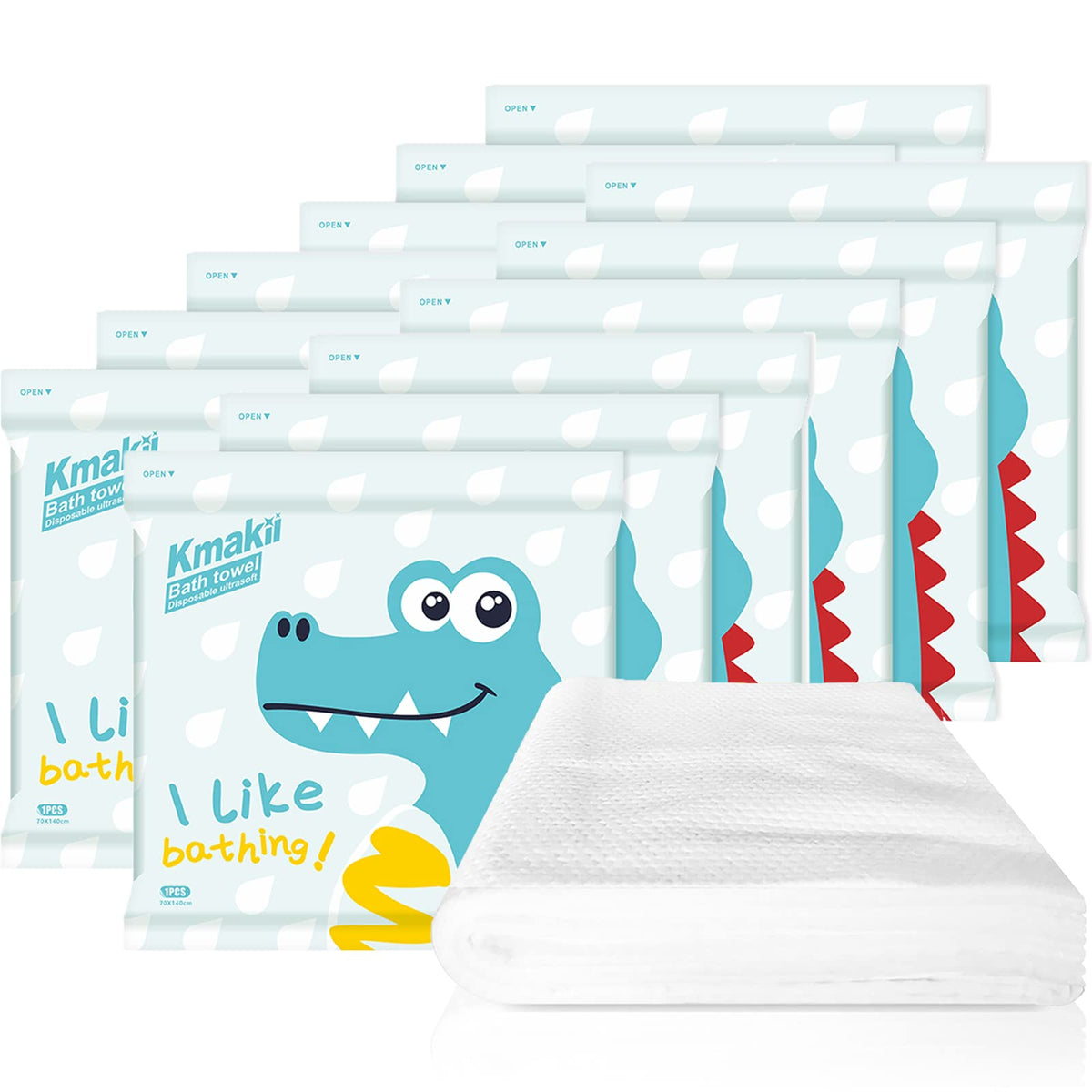 Kmakii Disposable Bath Towels - Soft, Thick, Absorbent, 12 Pack, 55X28 Inch, Ideal