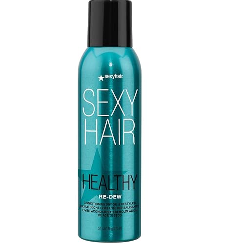 SexyHair Healthy Re-Dew Dry Oil & Restyler, 5.1 Oz - Moisture, Shine, Frizz Control for