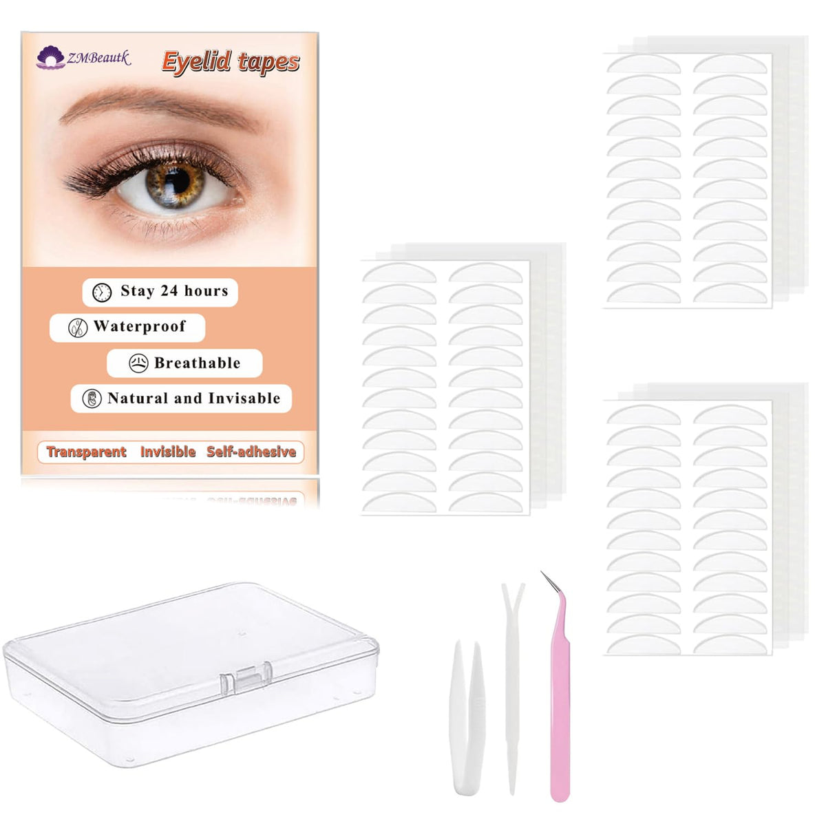 Zmbeautk 7Mm Eyelid Tape Stickers - Natural Invisible Fiber Instant Eye Lift For Mono-Eyelids