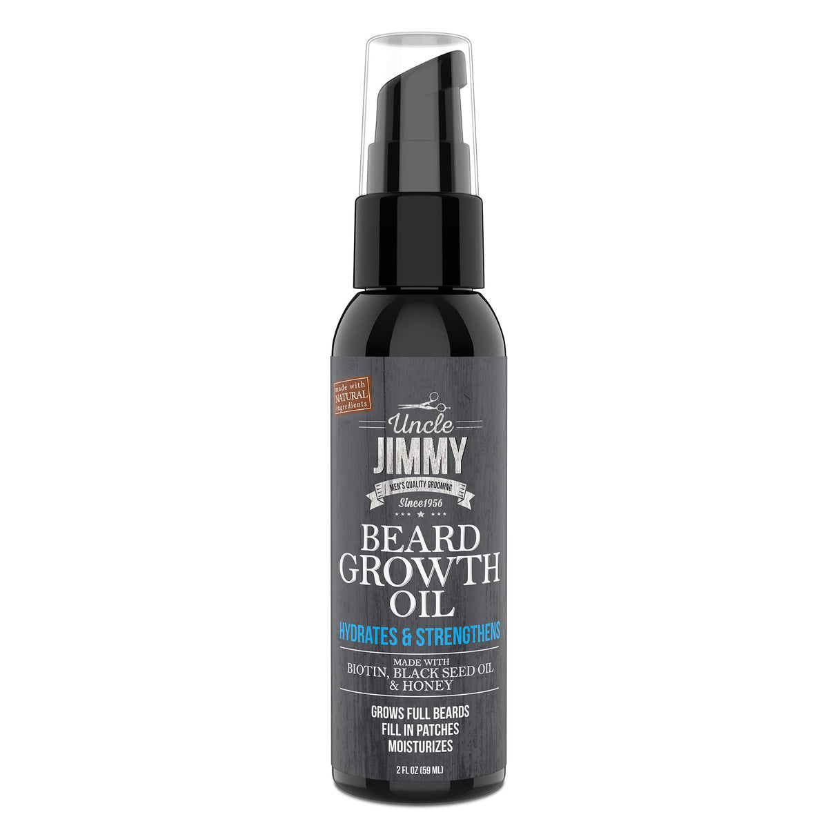 Uncle Jimmy Beard Growth Oil With Biotin - Natural Facial Hair Treatment For Thicker, Healthier Beard