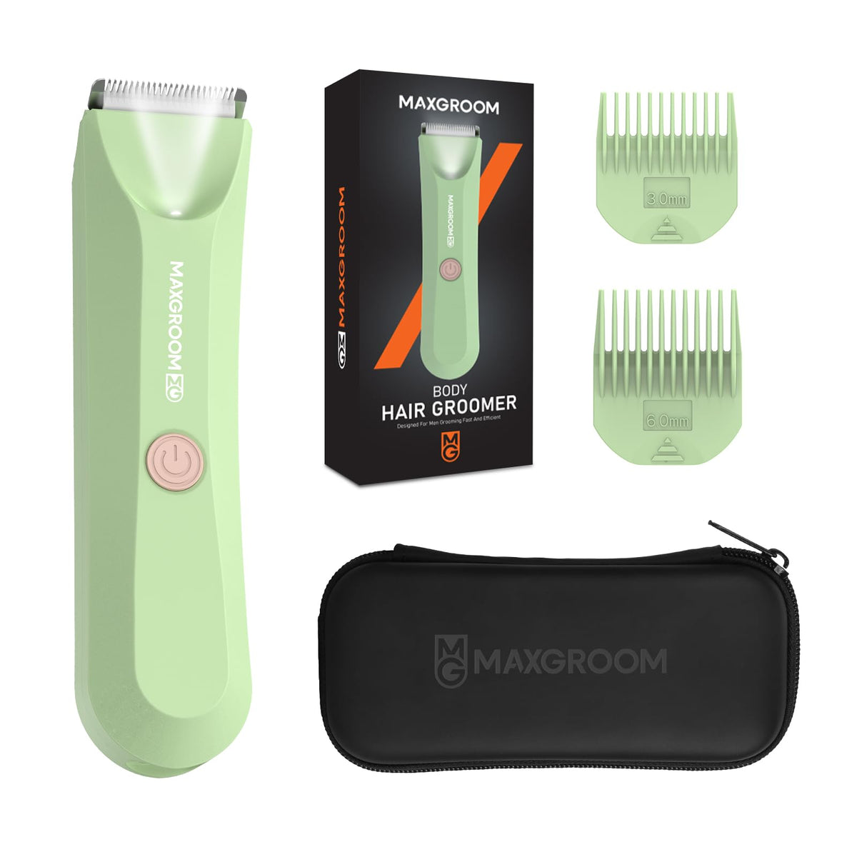 Maxgroom Waterproof Bikini Trimmer - Led Light, Usb Rechargeable, For Women & Men (Green)