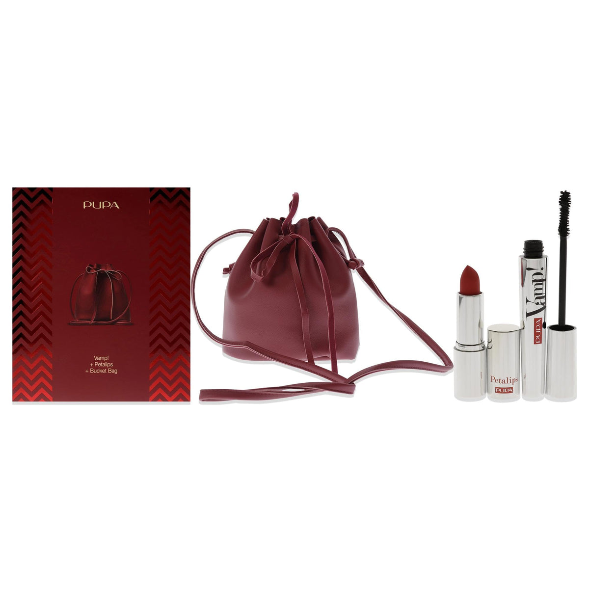 Pupa Milano Vamp! Mascara & Petalips Set - Volume Mascara & Matt Lipstick - 3 Pc Kit