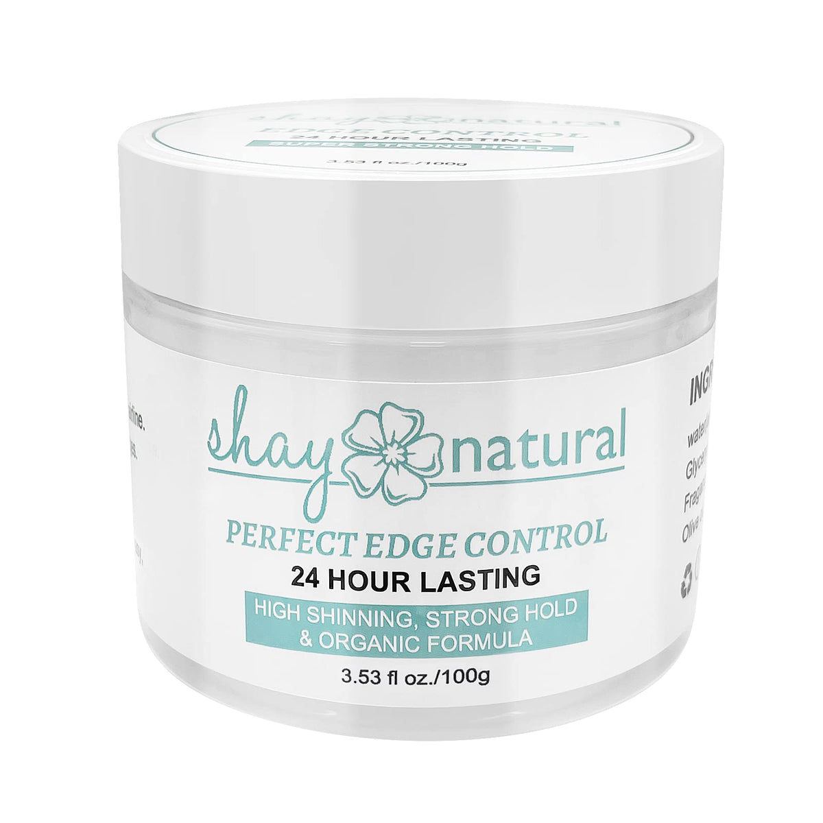 Shay Natural Perfect Edge Control Gel - 24 Hour Hold, Strengthens Hair-Line, 3.53 Fl Oz