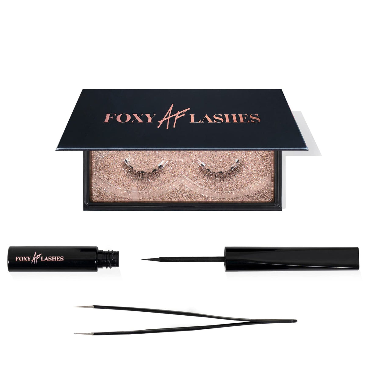 Foxy Af Lashes Magnetic Eyelashes & Eyeliner Kit - Strong Hold Faux Mink, Cutie Pie