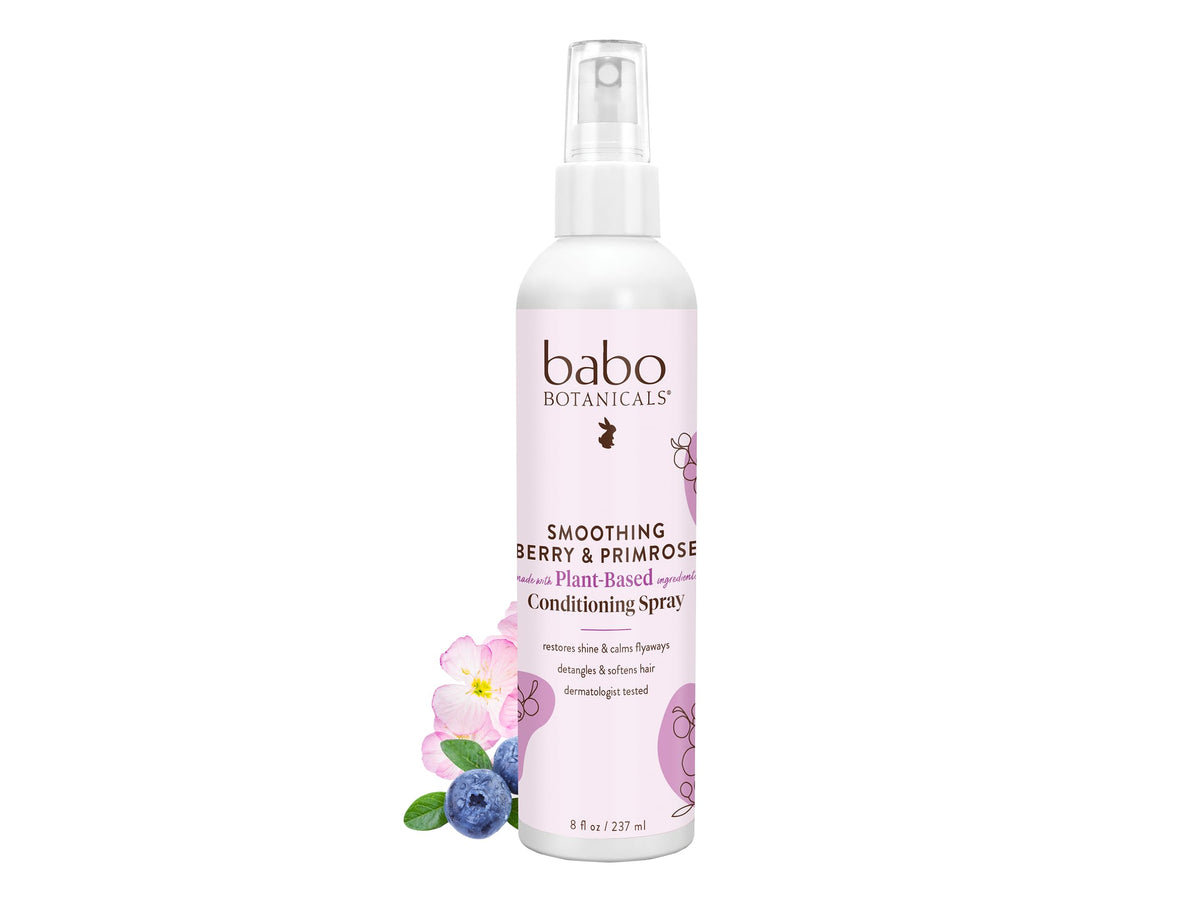 Babo Botanicals Conditioning Spray - Smoothing Berry Detangler, 8 Fl Oz, Non-Aerosol, All Ages