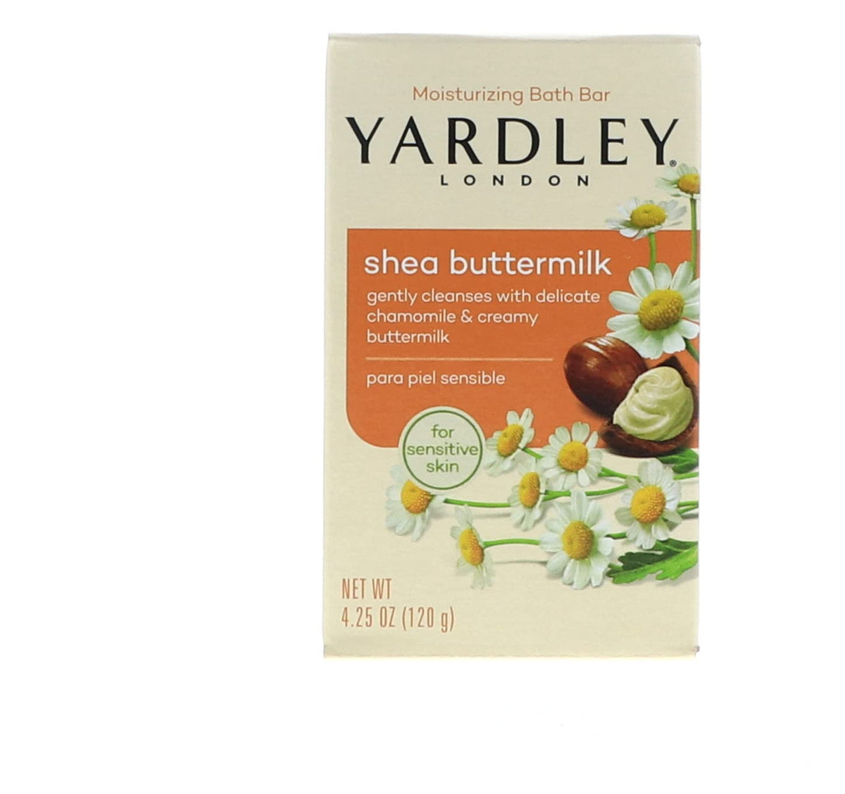 Yardley London Sensitive Skin Shea Buttermilk Bar Soap, 4.0 oz (Pack of 2)