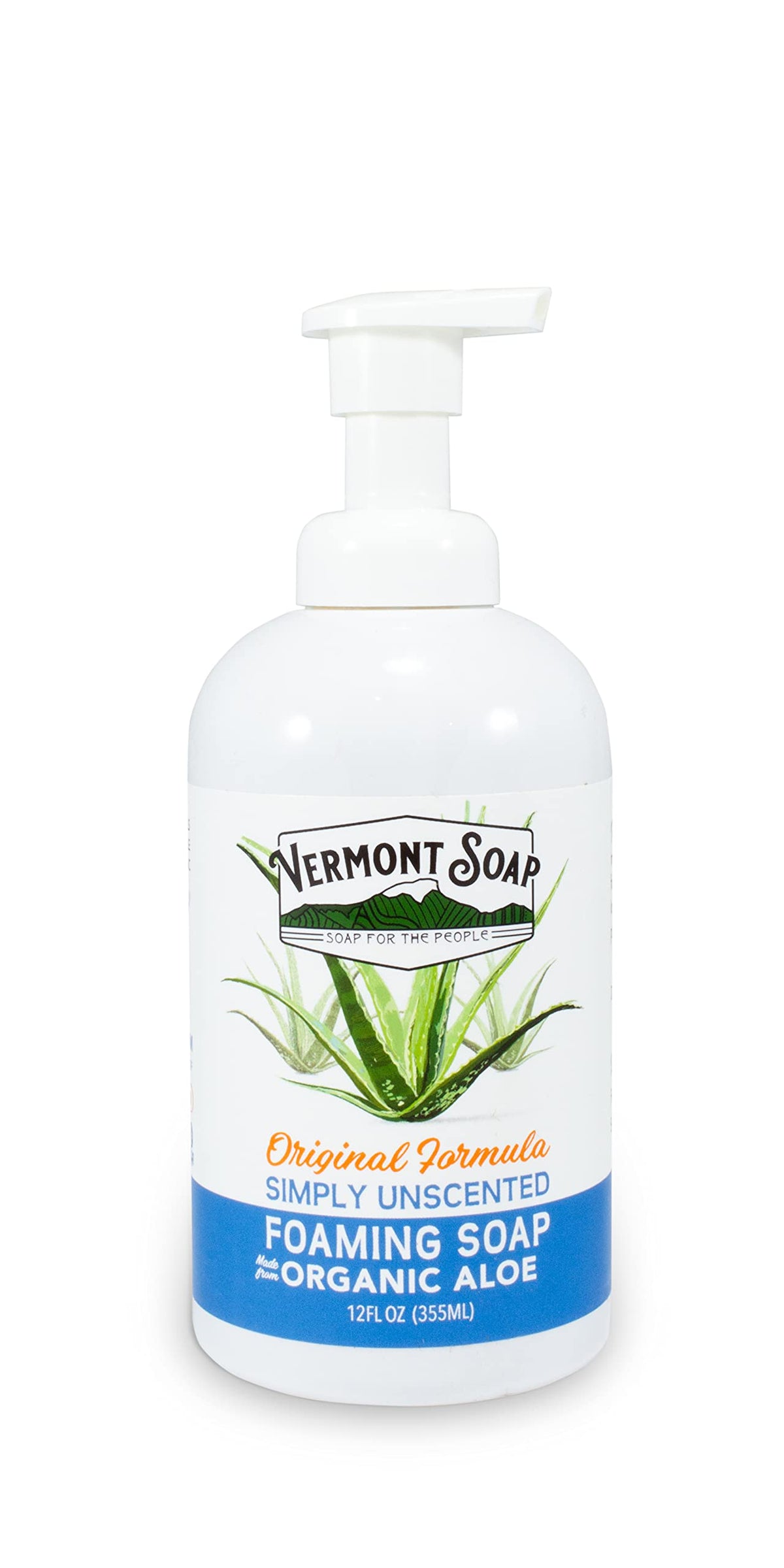 Vermont Soap Organic Unscented Foaming Hand Soap - 12 Oz Natural Moisturizing Liquid Soap