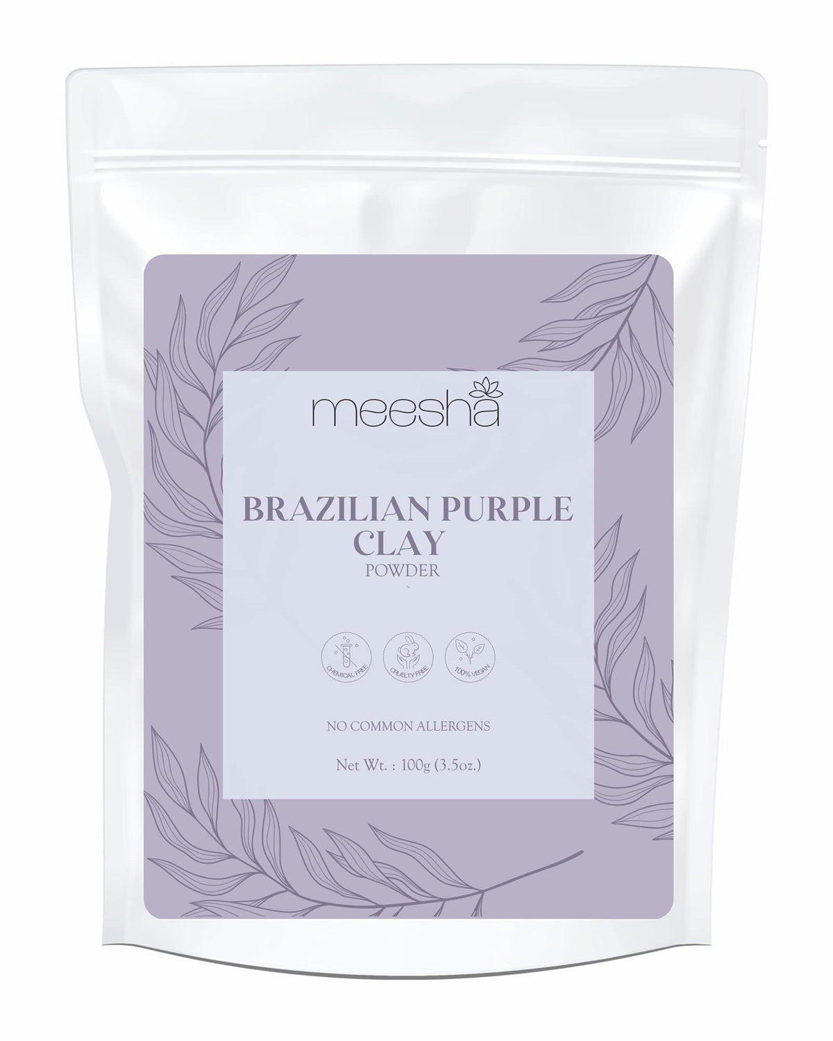 Meesha Brazilian Purple Clay Powder, 3.5 Oz - Gently Exfoliating, 100% Natural For Diy Projects