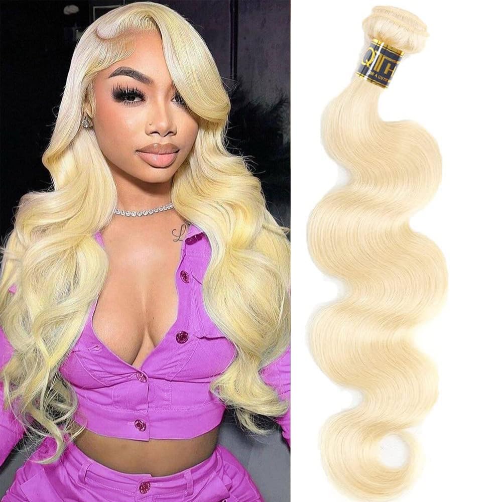 QTHAIR 100% Brazilian Human Hair Bundles #613 Platinum Blonde Body Wave 10&quot; - 14A Grade