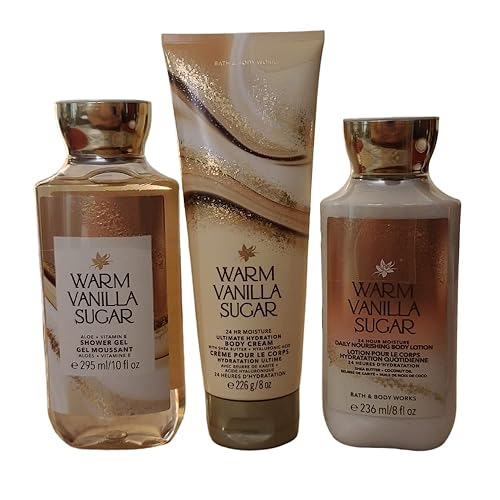 Bath & Body Works Warm Vanilla Sugar Body Set - Shower Gel, Lotion & Cream, 3 Piece Set