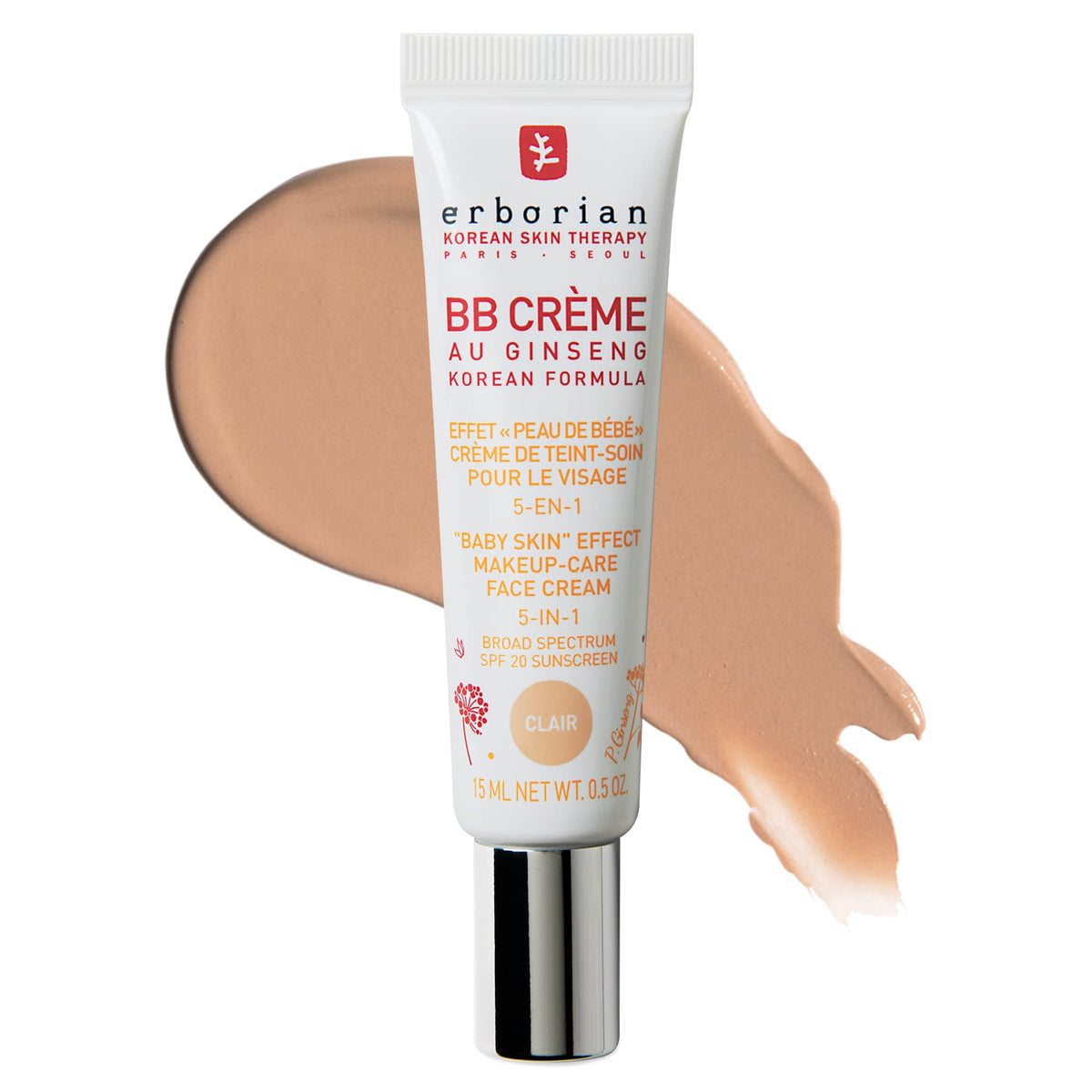 Erborian Bb Cream With Ginseng, Fair - Lightweight Spf 20 Face Makeup, 0.5 Oz