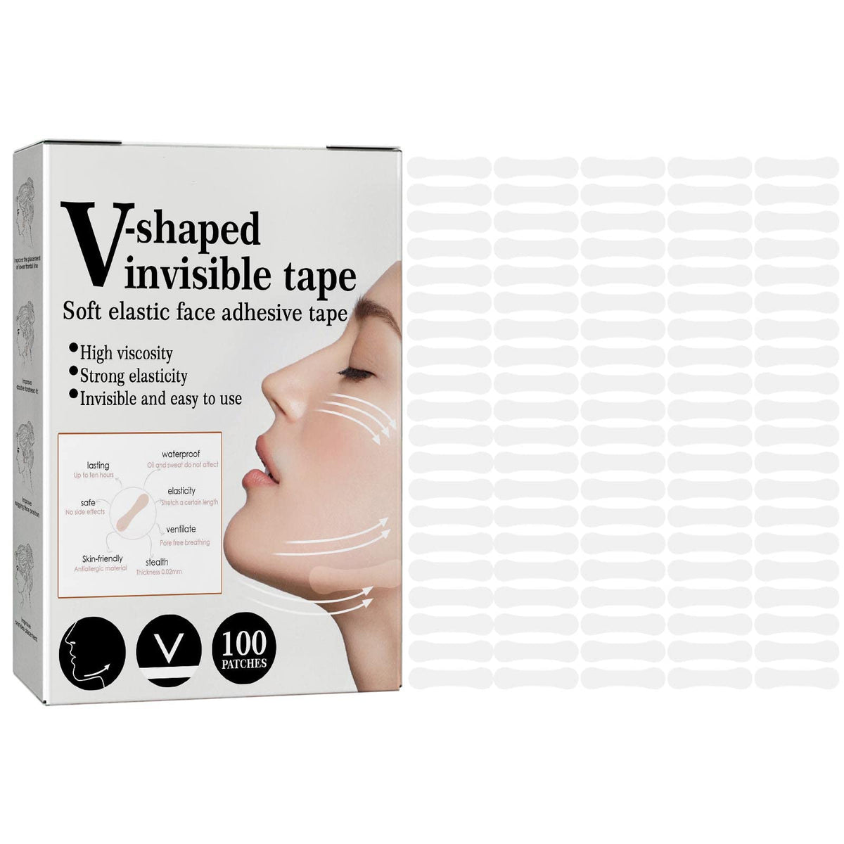 Shxxyljh Face Lift Tape - 100 Strips Invisible Facial Tapes For Instant V Shape Lift & Wrinkles