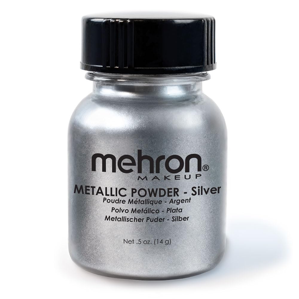 Mehron Metallic Chrome Powder Pigment - Silver Face & Body Paint, Eyeshadow, Eyeliner, 0.5 Oz