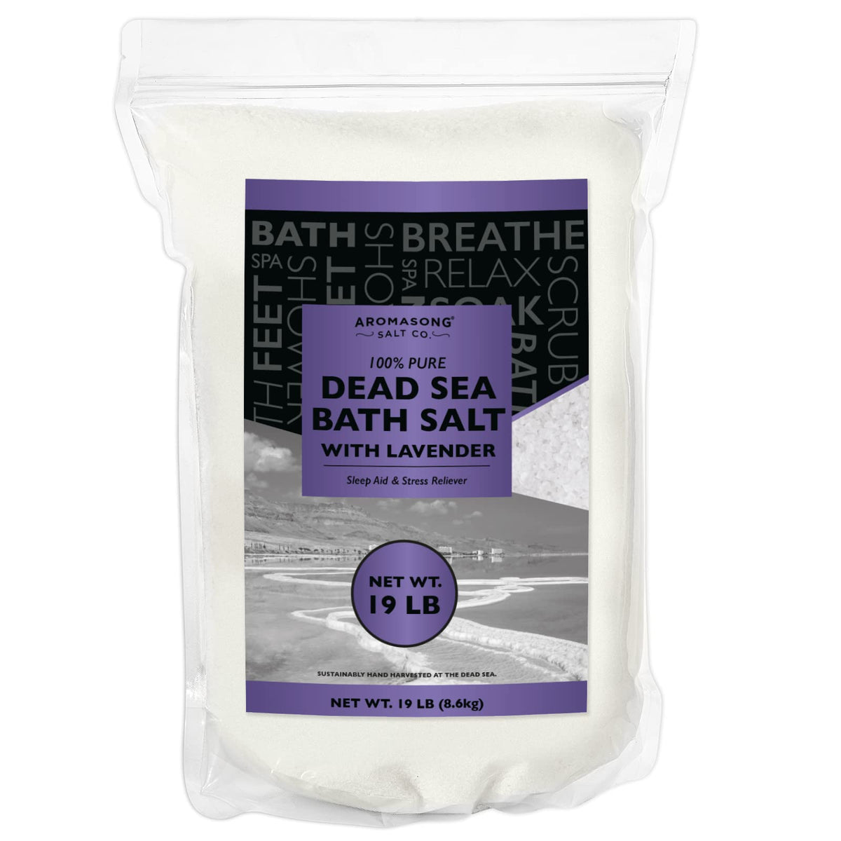 Aromasong Pure Dead Sea Salt With Lavender - 19 Lb Spa Bath Salt For Soaking & Scrubbing