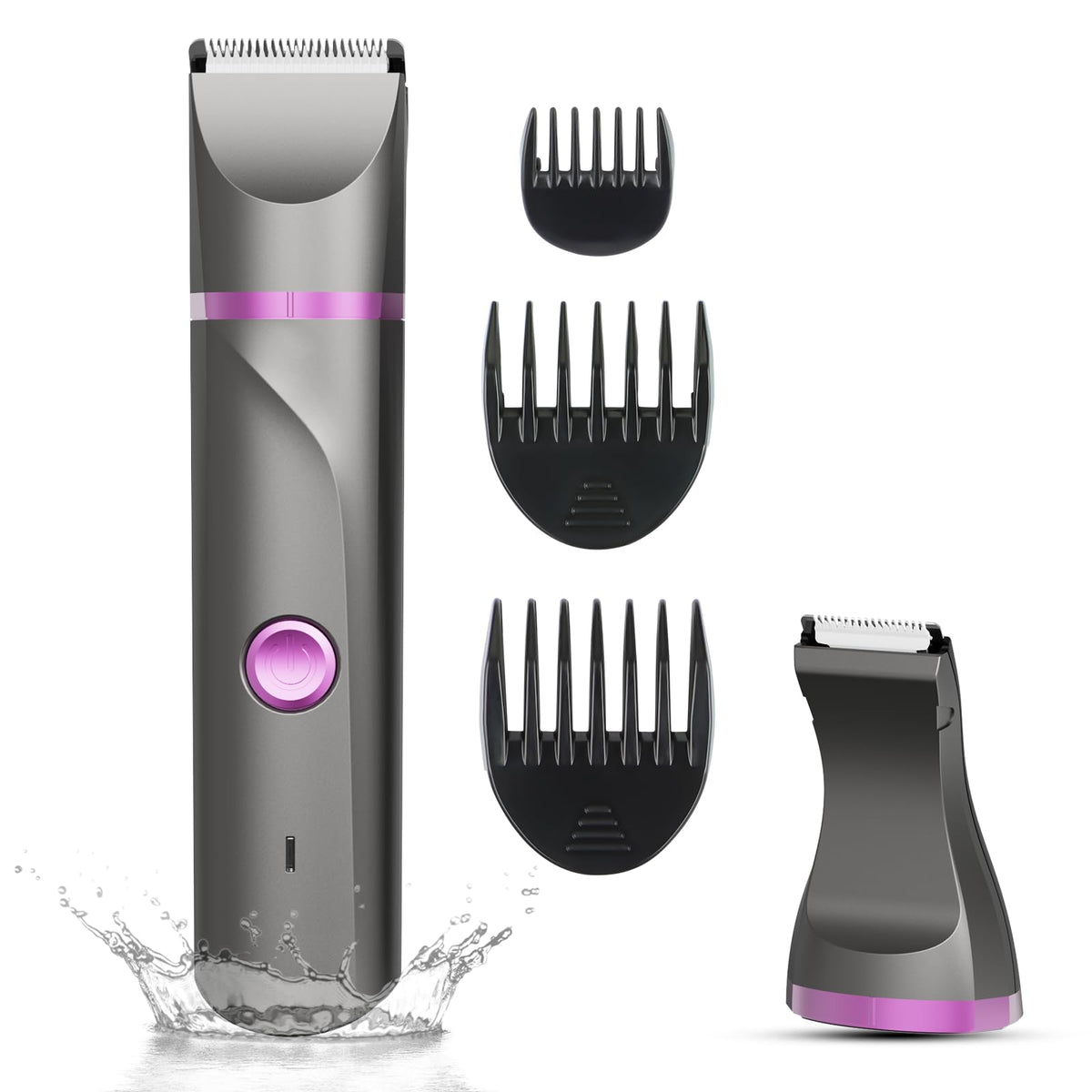 Areyzin Women’S Electric Bikini Trimmer - Rechargeable Waterproof Body Hair Razor, Gray & Purple