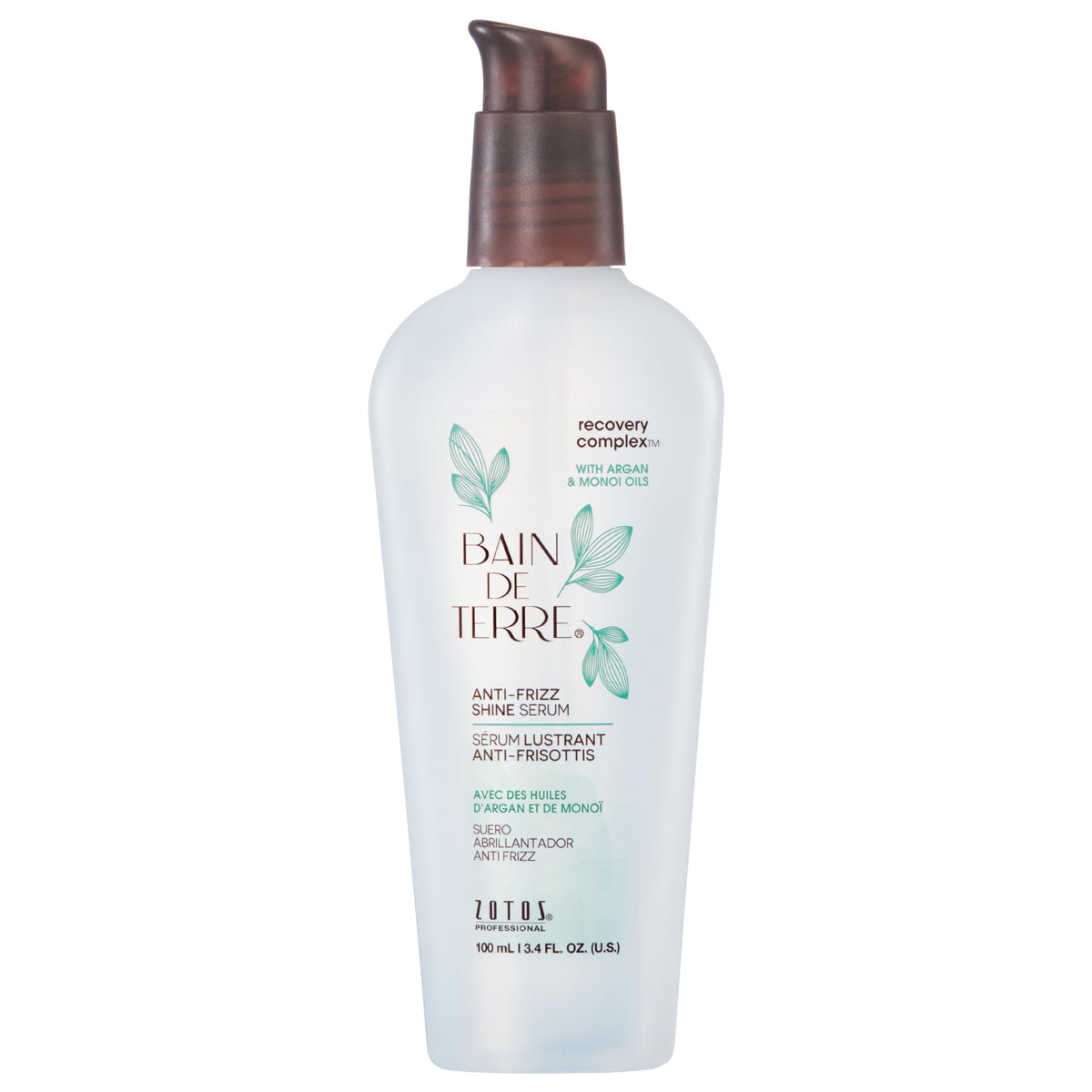 Bain De Terre Anti-Frizz Shine Serum With Argan & Monoi Oils, 3.4 Fl Oz - Vegan & Color-S