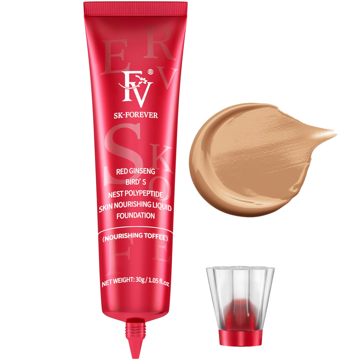 Fv Waterproof Dewy Foundation, Lightweight Buildable Coverage, Toffee, 30G For Dry Skin