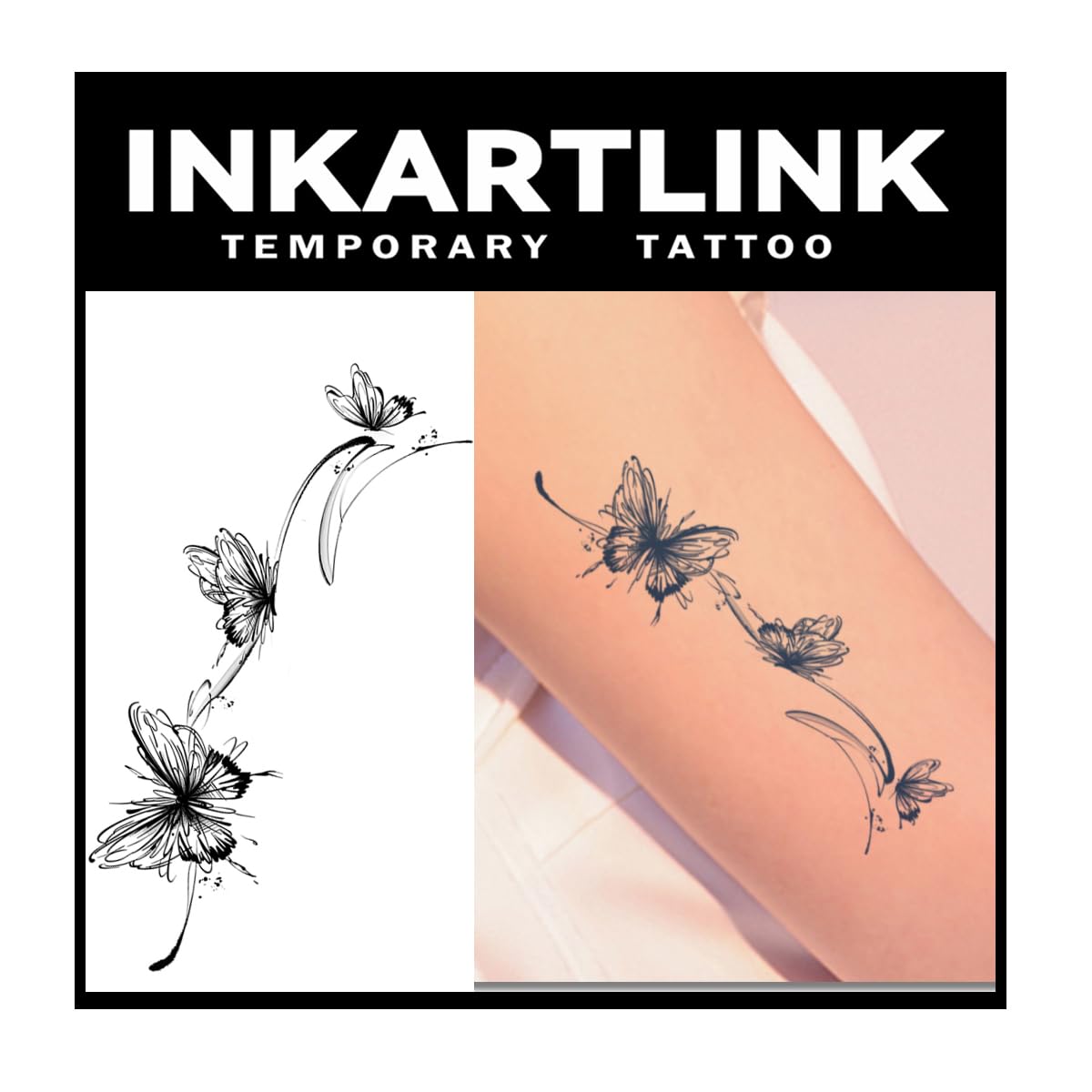 Inkartlink Dream Butterfly Semi-Permanent Tattoo - 2 Sheets, Waterproof, Realistic Look