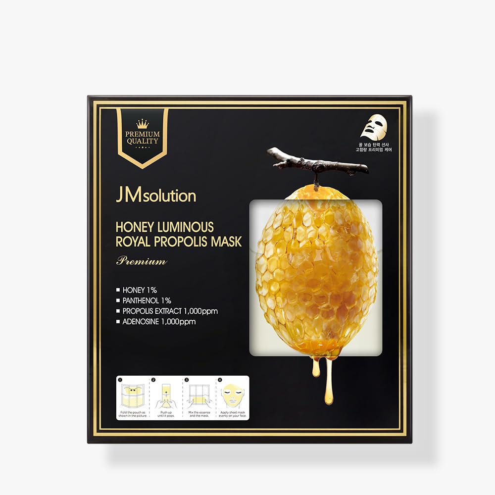 Jmsolution Honey Royal Propolis Mask Set - 5Ea, Nourishing, Firming, Korean Skin Care