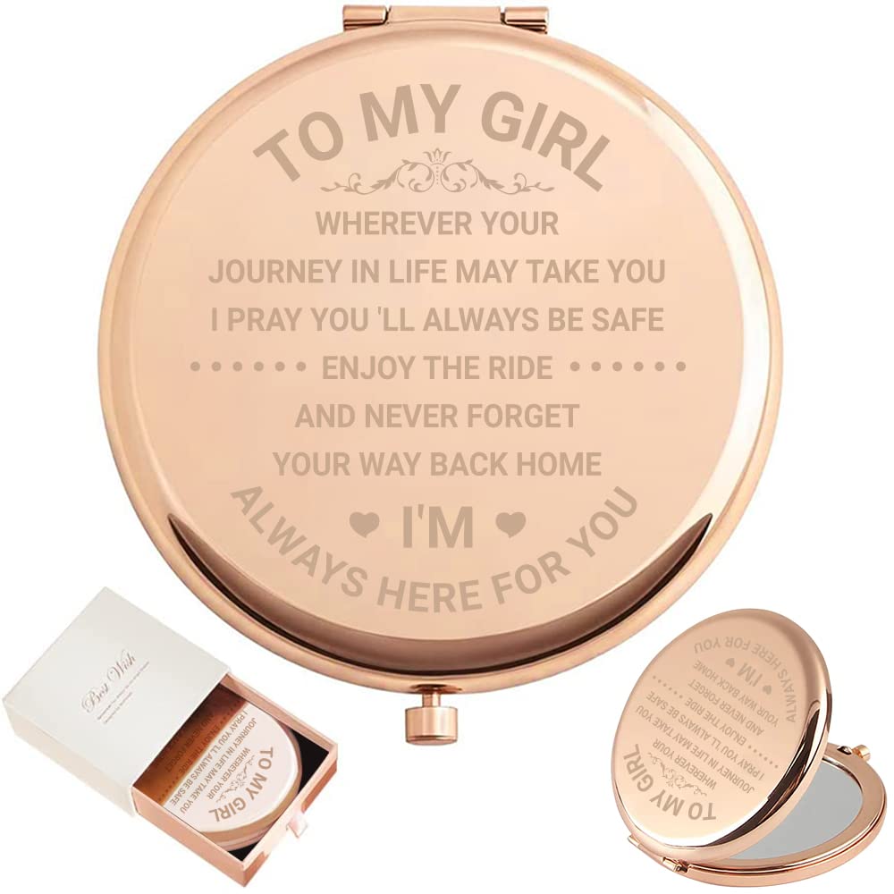 Gosuoa Compact Mirror For Girls, Engraved Gift For Daughter, Graduation, Birthday, Valentine'S Day