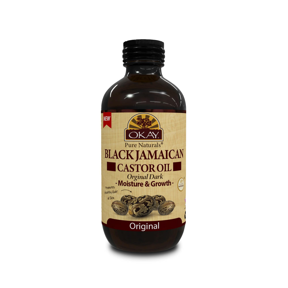 Okay Black Jamaican Castor Oil Original Dark 4Oz - Natural Hair & Skin Moisturizer