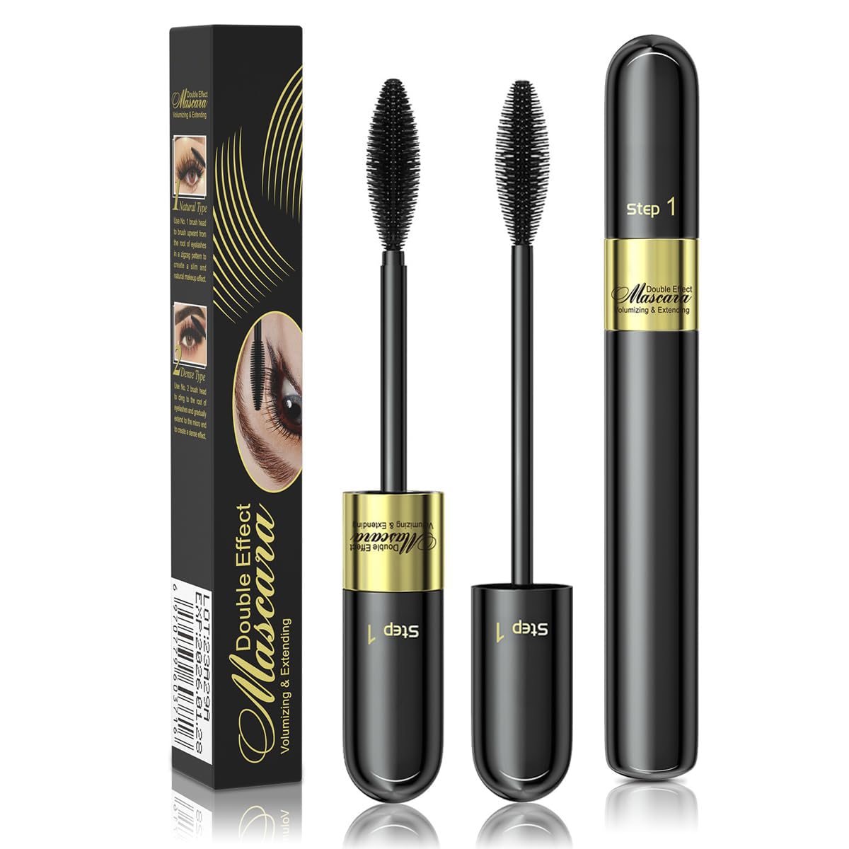 Tiejdhr 4D Silk Fiber Mascara - Waterproof, Smudge-Proof, Long-Lasting Volume & Length, Black