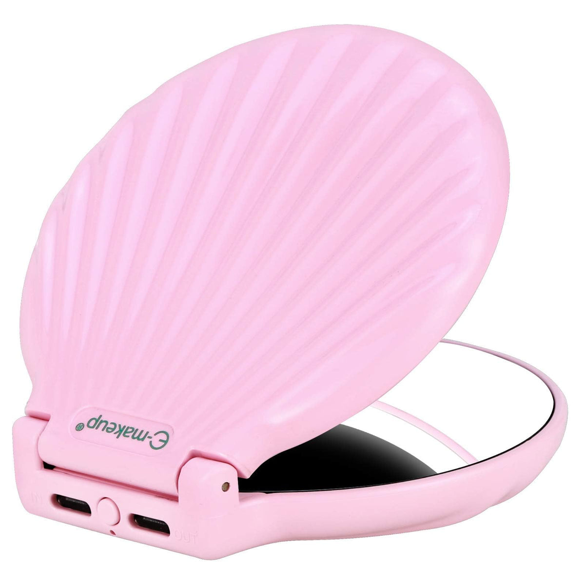 Makefango Pink Led Travel Mirror, 10X/2X Magnification, Dimmable Rechargeable Compact Makeup Mirror