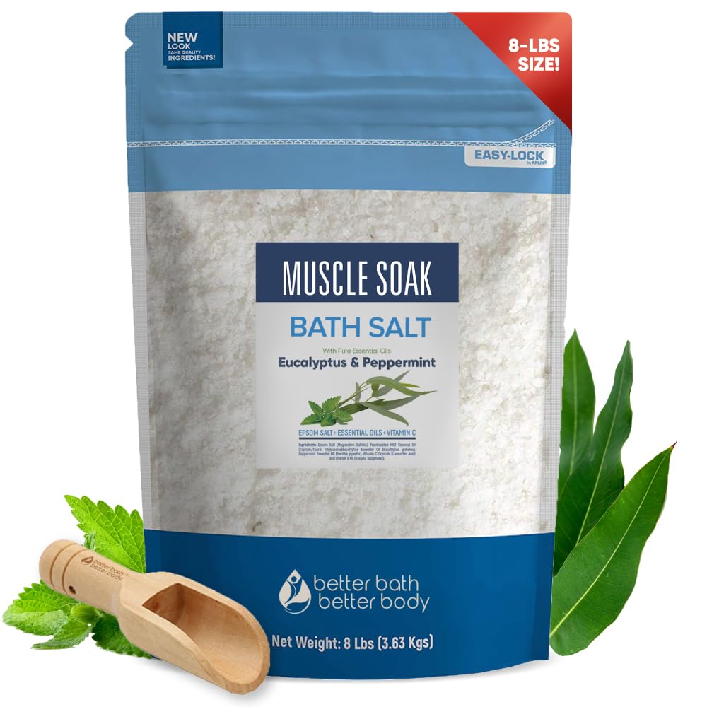 Better Bath Better Body Muscle Soak Bath Salt 128Oz With Peppermint, Eucalyptus & Vitamin C